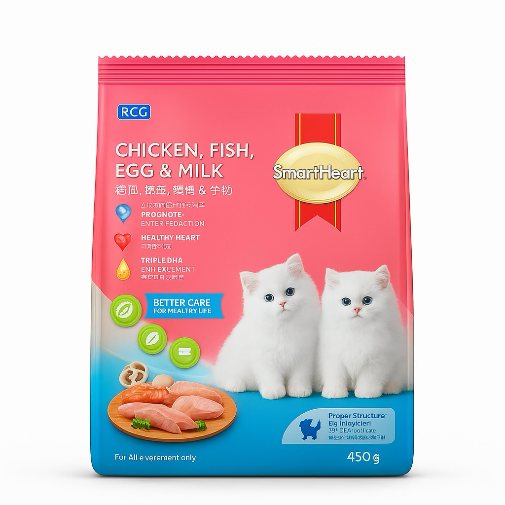 Smart Heart Cat Food - Chicken, Fish, Egg & Milk (450g)